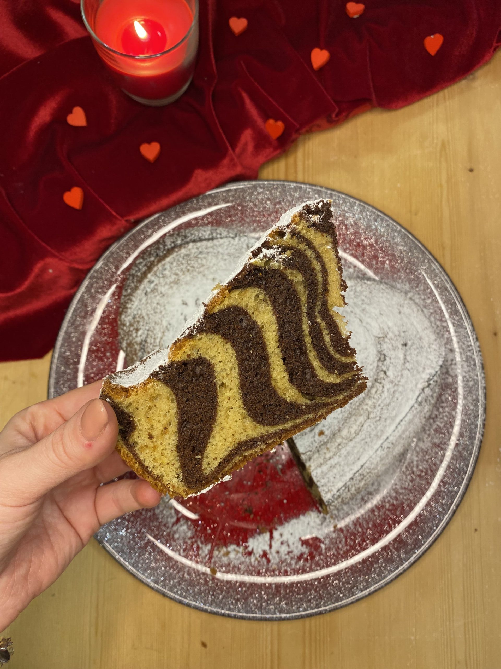 Torta zebrata a forma di cuore